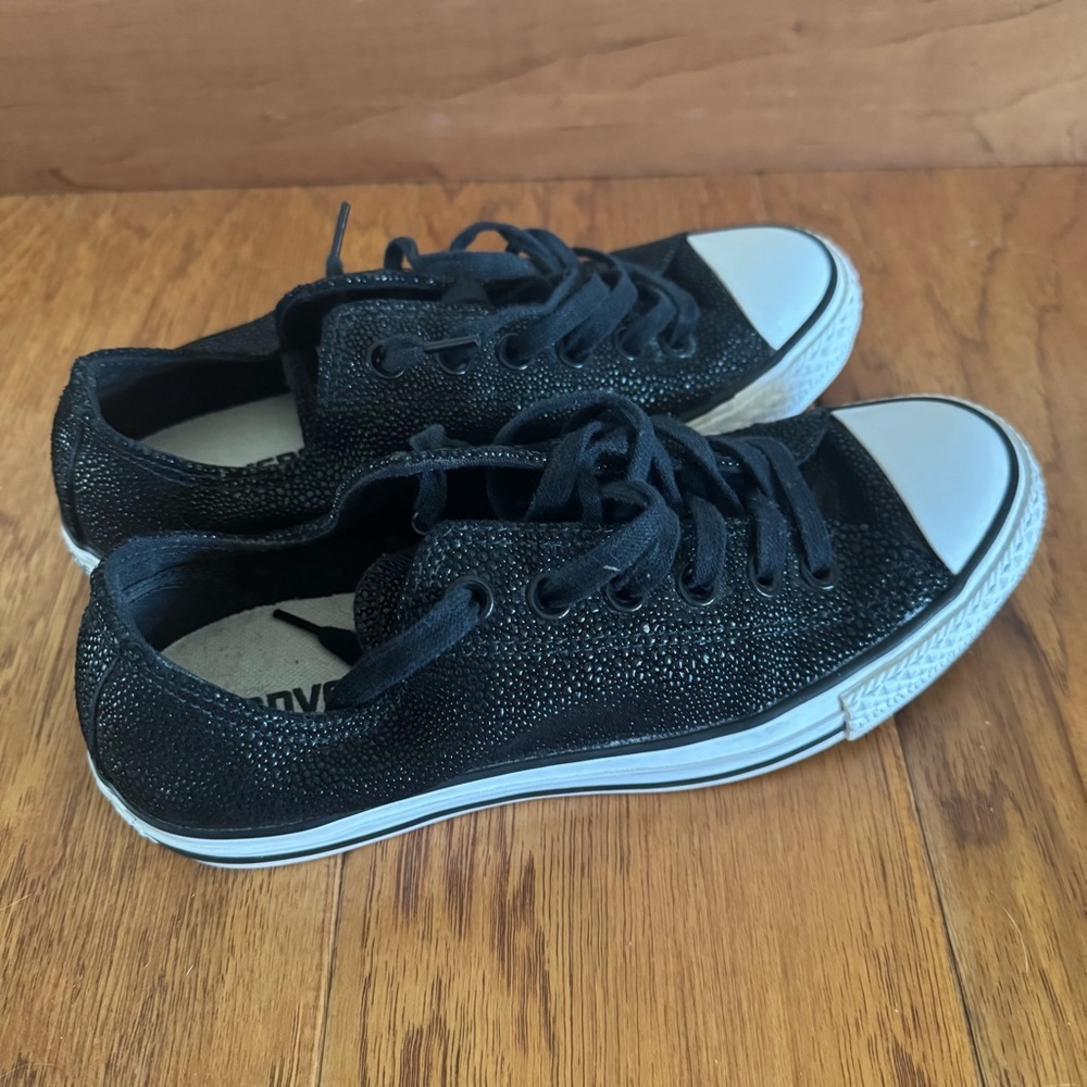 Converse All Star Low Top Sneakers Women’s 7 Pebble Black Leather Casual Shoes - Picture 5 of 9